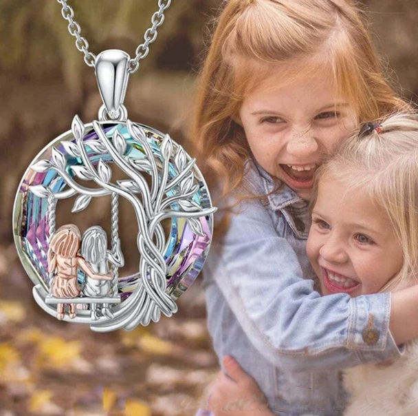 Tree of Life Mother and Daughter Swing Pendant Necklace