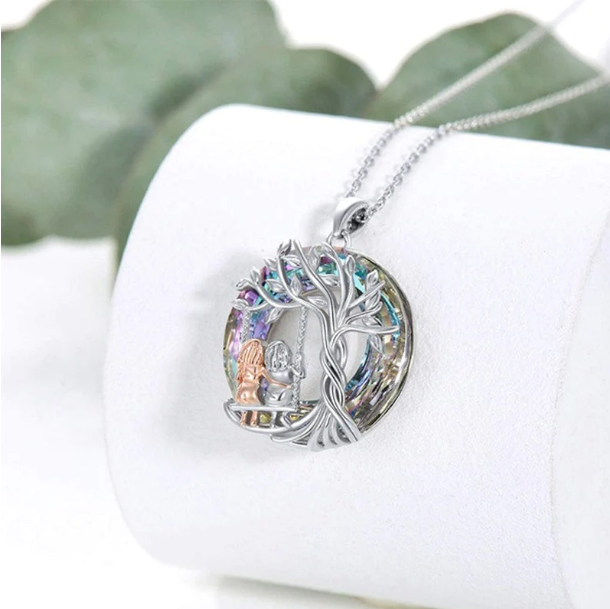 Tree of Life Mother and Daughter Swing Pendant Necklace