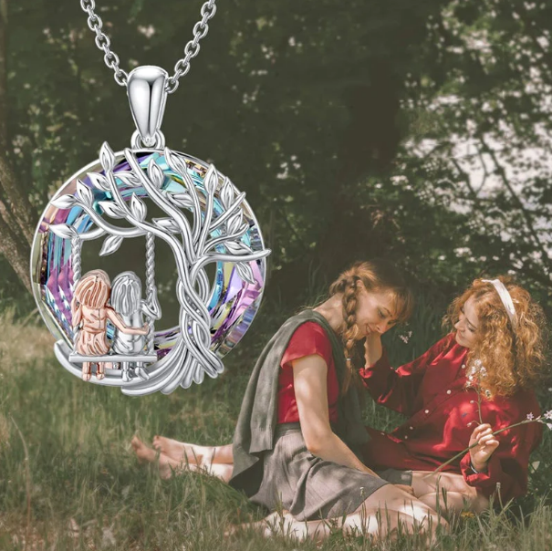 Tree of Life Mother and Daughter Swing Pendant Necklace