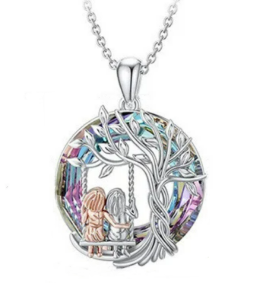 Tree of Life Mother and Daughter Swing Pendant Necklace