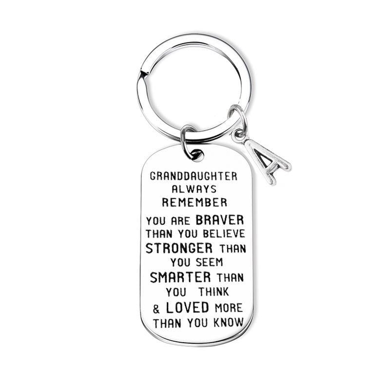 To My Grandson Granddaughter Gift Lettering Keychain